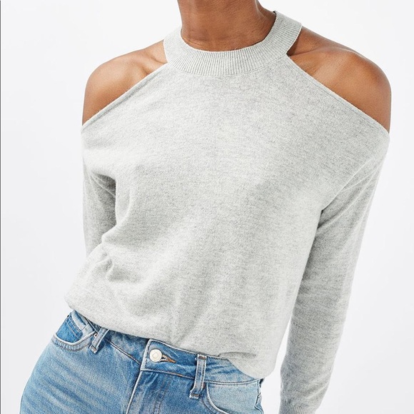 Topshop gray cold-shoulder top - Picture 2 of 6